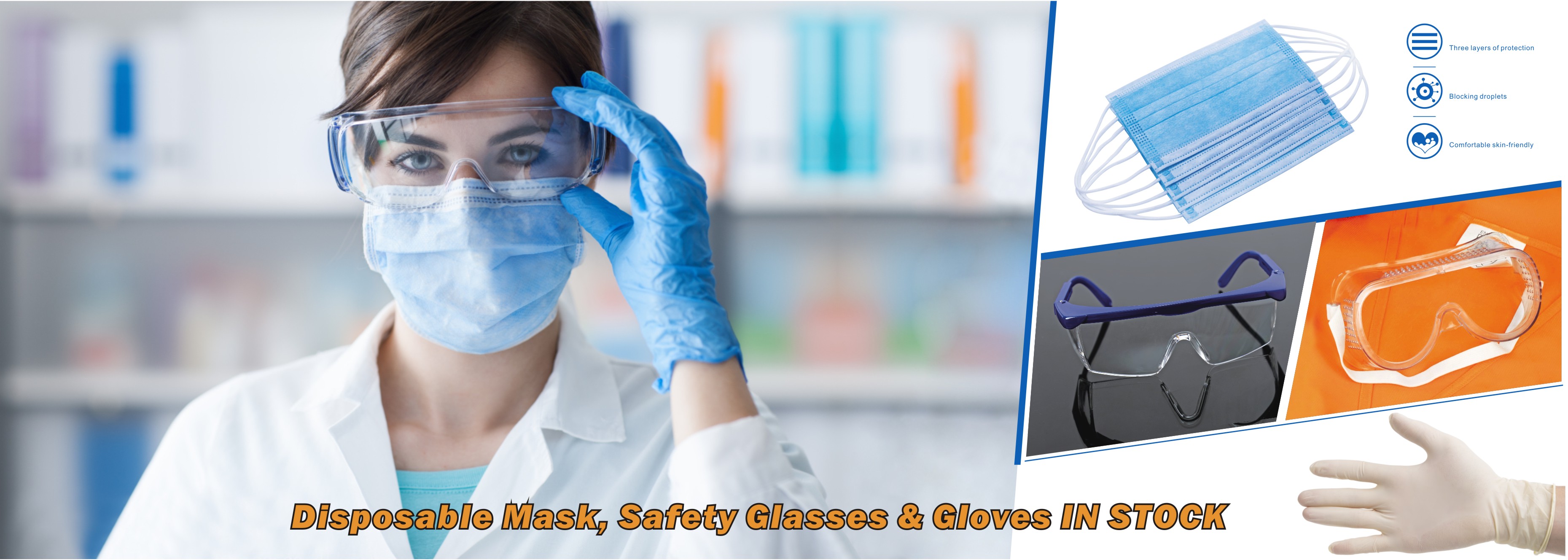 Disposable Mask, Safety Glasses & Gloves IN STOCK
