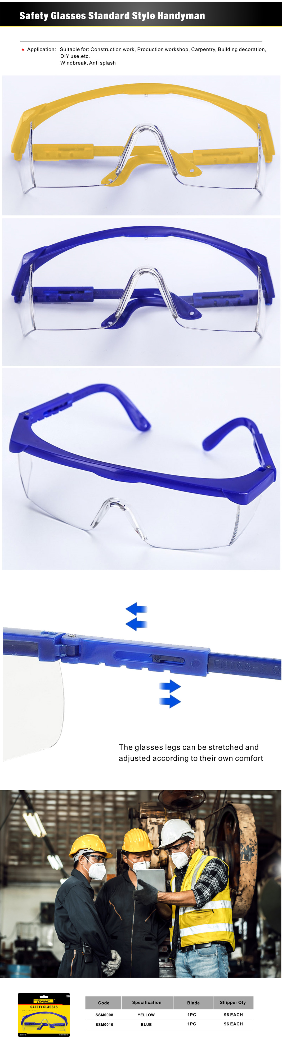 Handyman Yellow Standard Style Safety Glasses
