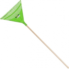 Leaf Rake 24T Plastic Head 60cm With wooden Handle Wholesale Price